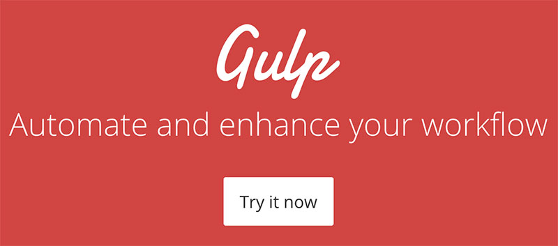 An image of gulp that reads Automate and enhance your workflow with gulp