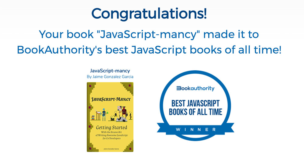 Awesome! JavaScript-mancy as one of the top 100 best JS books of all time
