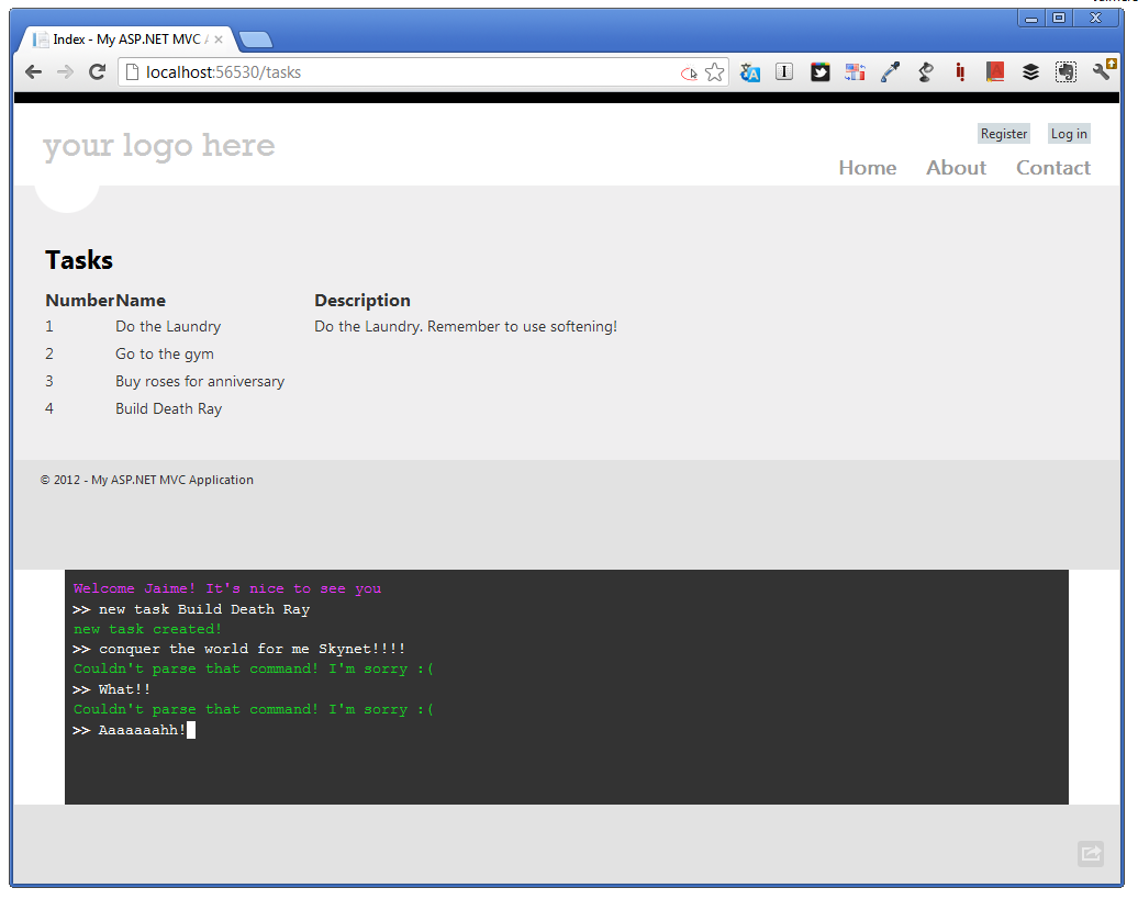 Ultimate Task Management System Screenshot demo-ing basic command line interaction