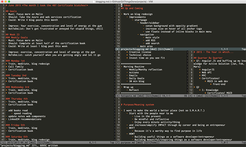 The System Git Things Done and vim