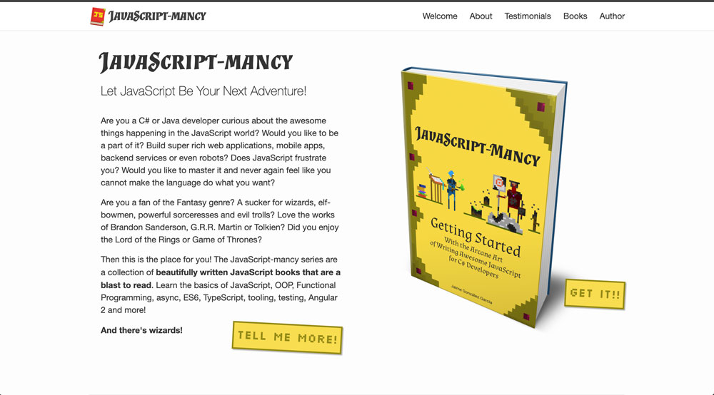 JavaScript-mancy: Mastering the Arcane Art of Writing Awesome JavaScript, the website