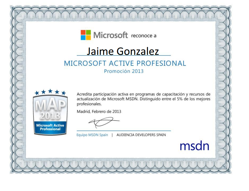 Microsoft Active Professional 2013 Microsoft Active Professional 2013 Award screenshot