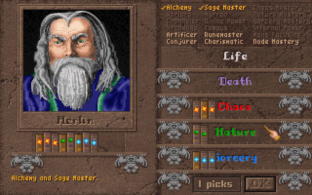 A screen capture of Master of Magic