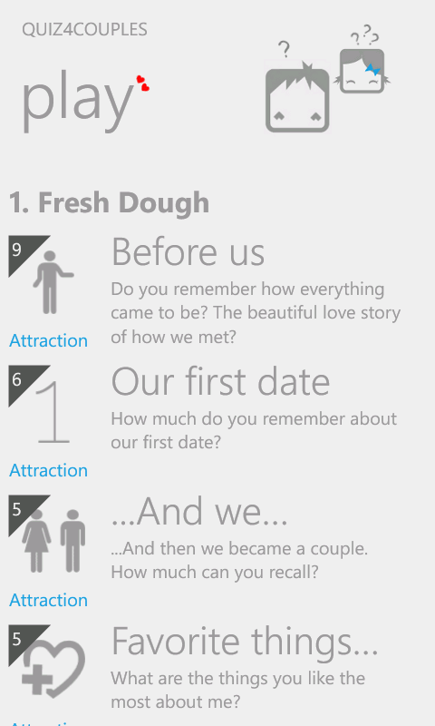 Quiz4Couples Screenshot - Quizzes view Quiz4couples Screenshot