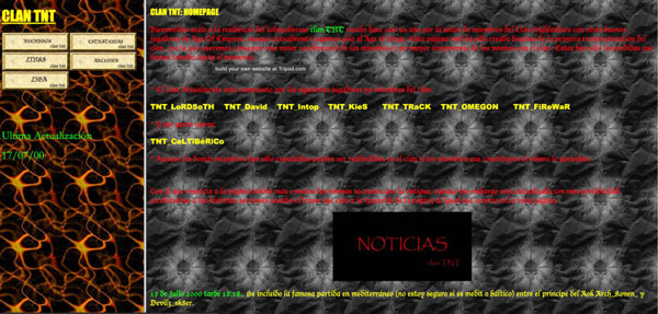 A screen capture of the TNT clan website A screen capture of the TNT clan website