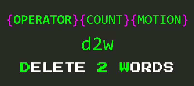 An example operator d2w delete two words