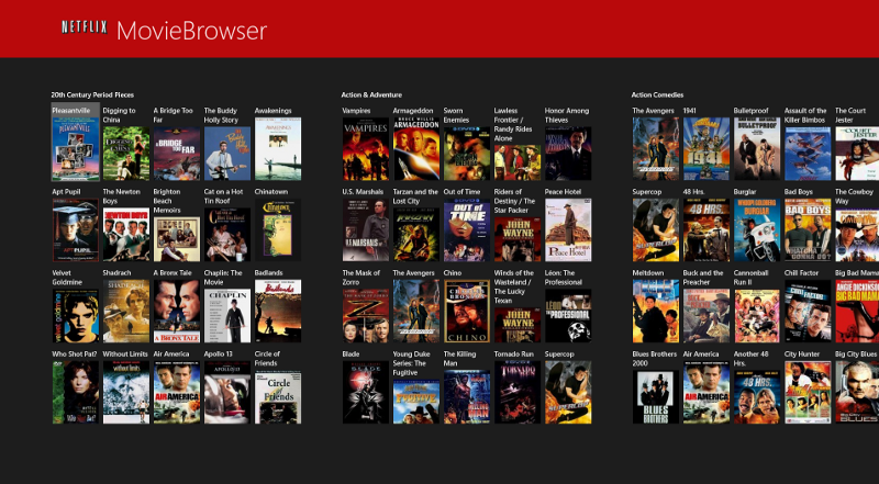 A Netflix movie browser Windows 8 app A Netflix movie browser Windows 8 app screenshot
