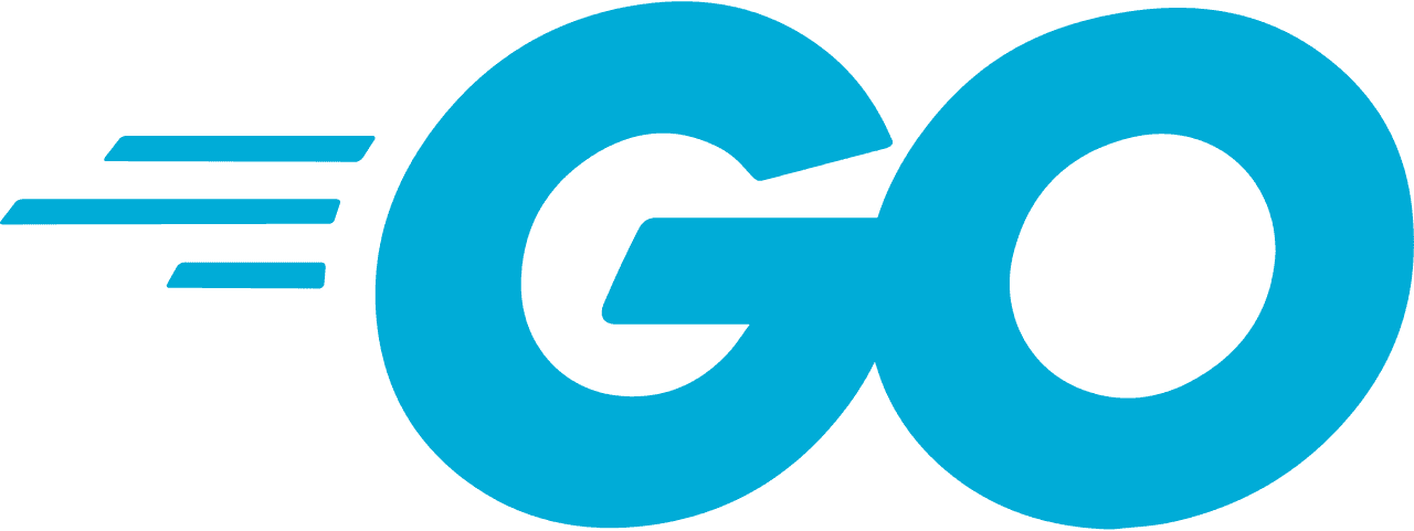 The Go programming language logo. The word Go in turquoise